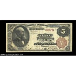 Paris, IL - $5 1882 Brown Back Fr. 469 The First NB Ch. # 3376A most attractive $5 Brown Back with e