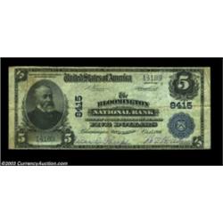 Bloomington, IN - $5 1902 Plain Back Fr. 600 Bloomington NB Ch. # 8415A pleasing $5 large size note
