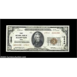 Hampton, IA - $20 1929 Ty. 2 The First NB Ch. # 13842This was the only one of the three issuing bank