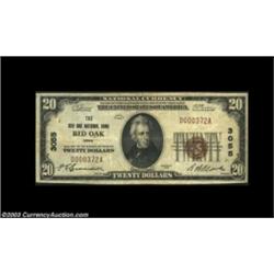 Red Oak, IA - $20 1929 Ty. 1 The Red Oak NB Ch. # 3055By far the scarcer of Red Oak's two issuing ba