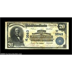 Junction City, KS - $20 1902 Plain Back Fr. 652 The First NB Ch. # (W)3543A scarce large note with a