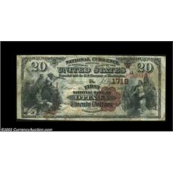 Ottawa, KS - $20 1882 Brown Back Fr. 498 The First NB Ch. # (W)1718A tougher type and denomination f
