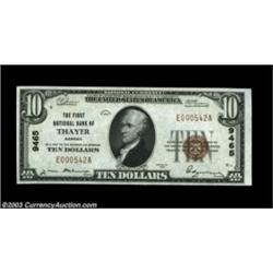 Thayer, KS - $10 1929 Ty. 1 The First NB Ch. # 9465Bright Choice Crisp Uncirculated, a by no means c