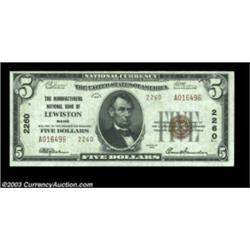 Lewiston, ME - $5 1929 Ty. 2 The Manufacturers NB Ch. # 2260A barely handled example that looks new
