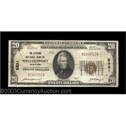 Westernport, MD - $20 1929 Ty. 1 The Citizens NB Ch. # 5831A nice evenly circulated example of this