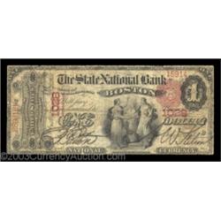 Boston, MA - $1 1875 Fr. 384 The State NB Ch. # 1028A well circulated but still bright ace, with the