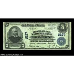 Boston, MA- $5 1902 Plain Back Fr. 598 Webster & Atlas NB Ch. # 1527A high grade example bearing eng