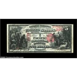 Boston, MA - $5 1875 Fr. 403 The Pacific NB Ch. # 2373A lovely note from a very rare Boston bank whi