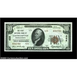 Easthampton, MA - $10 1929 Ty. 2 The First NB Ch. # 428Hugely margined Gem Crisp Uncirculated.  Impo