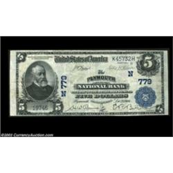 Plymouth, MA - $5 1902 Plain Back Fr. 598 The Plymouth NB Ch. # (N)779One of the nicer examples we'v