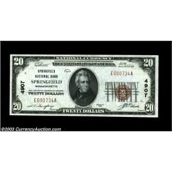 Springfield, MA - $20 1929 Ty. 1 Springfield NB Ch. # 4907Nicely centered Choice Crisp Uncirculated.