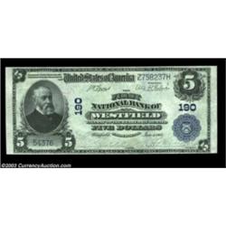 Westfield, MA - $5 1902 Plain Back Fr. 598 The First NB Ch. # 190Only two large notes from this bank
