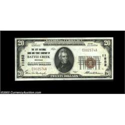 Battle Creek, MI - $20 1929 Ty. 1 The City NB & TC Ch. # 11852A lovely Gem Crisp Uncirculated exampl