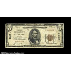 Boyne City, MI - $5 1929 Ty. 1 The First NB Ch. # 9020A Fine example from the only issuing bank in t