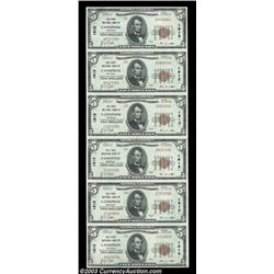 Cassopolis, MI - $5 1929 Ty. 1 The First NB Ch. # 1812 Uncut SheetAn attractive serial number six sh