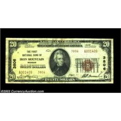 Iron Mountain, MI - $20 1929 Ty. 2 The First NB Ch. # 3806A tough type and denomination from here. V