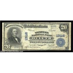 Duluth, MN - $20 1902 Plain Back Fr. 661 Western NB Ch. # 13116This bank, chartered in 1927, issued