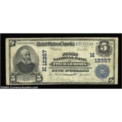 Two Harbors, MN - $5 1902 Plain Back Fr. 609 First NB Ch. # (M)12357A pleasing Fine example from the