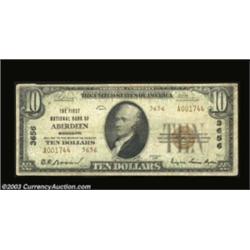 Aberdeen, MS - $10 1929 Ty. 2 The First NB Ch. # 3656Fine or better in terms of wear, but some walle