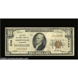 Greenville, MS - $10 1929 Ty. 1 The First NB Ch. # 3765A very seldom encountered note from the only
