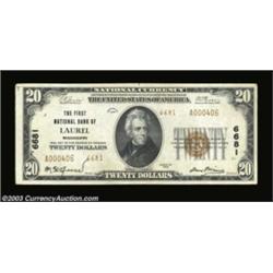 Laurel, MS - $20 1929 Ty. 2 The First NB Ch. # 6681A high grade Type 2 example from this elusive ban