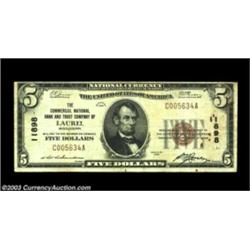 Laurel, MS - $5 1929 Ty. 1 The Commercial NB & TC Ch. # 11898Only denomination issued by this bank,