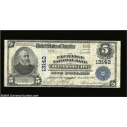 Jefferson City, MO - $5 1902 Plain Back Fr. 610 The Exchange NB Ch. # 13142This is a rather common b