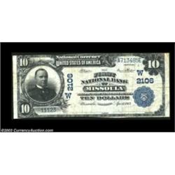 Missoula, MT - $10 1902 Plain Back Fr. 629 The First NB Ch. # (W)2106A decent large size Missoula ex