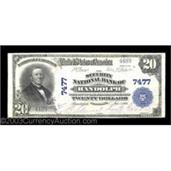 Randolph, NE - $20 1902 Plain Back Fr. 650 The Security NB  Ch. # 7477A fresh Very Fine-Extremely Fi