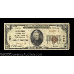 Claremont, NH - $20 1929 Ty. 1 The Claremont NB Ch. # 596This was the first of Claremont's three ban