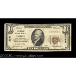 Nashua, NH - $10 1929 Ty. 1 The Second NB Ch. # 2240Although there were four issuing banks here, thi