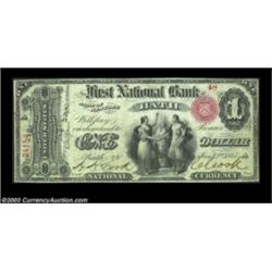 Bath, NY - $1 Original Fr. 380 The First NB Ch. # 165An excessively rare note from a bank which issu
