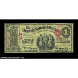 Deposit, NY - $1 Original Fr. 380 The Deposit NB Ch. # 472An excessively rare note from a bank which