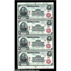 Moravia, NY - $5 1902 Red Seal Fr. 587 The First NB Ch. # (M)99 Uncut SheetOne of just a handful of