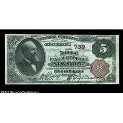 New York, NY - $5 1882 Brown Back Fr. 467 The NB of Commerce Ch. # 733Crackling fresh and with excep