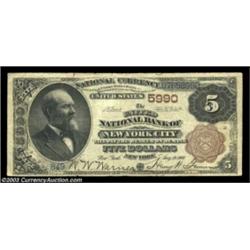 New York, NY - $5 1882 Brown Back Fr. 477 The United NB Ch. # 5990An otherwise Fine note with a coup