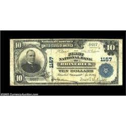 Rhinebeck, NY - $10 1902 Plain Back Fr. 624 The First NB Ch. # 1157Pleasing Fine-Very Fine example f