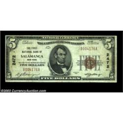 Salamanca, NY - $5 1929 Ty. 1 The First NB Ch. # 2472Only denomination issued by this Cattaraugus Co