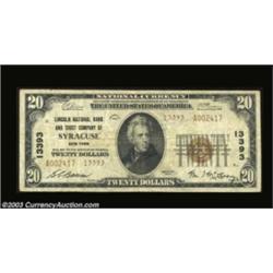 Syracuse, NY - $5, $20 1929 Ty. 2 Lincoln NB & TC Ch. # 13393Two pieces, the $5 Fine-Very Fine, the