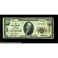 Fargo, ND - $10 1929 Ty. 1 The Fargo NB Ch. # 5087A tougher Fargo bank in small size. Fine-Very Fine