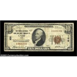 Cadiz, OH - $10 1929 Ty. 1 The First NB & TC Ch. # 100An attractive circulated example from the seco