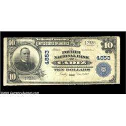 Cadiz, OH - $10 1902 Plain Back Fr. 602 The Fourth NB Ch. # 4853This Harrison County institution was
