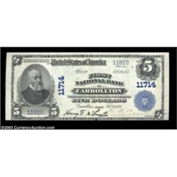 Carrollton, OH - $5 1902 Plain Back Fr. 607 The First NB of Carrollton Ch. # 11714A very difficult C