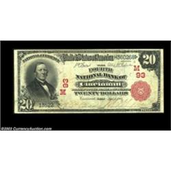 Cincinnati, OH - $20 1902 Red Seal Fr. 639 The Fourth NB Ch. # (M)93A nicely margined low charter $2