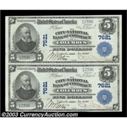 Columbus, OH - $5 1902 Plain Back Fr. 598 The City-NB of Commerce Ch. # 7621 Uncut PairA most intere