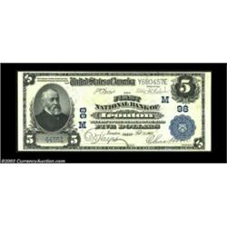 Ironton, OH - $5 1902 Plain Back Fr. 598 The First NB Ch. # (M)98The first in a group of seven Plain