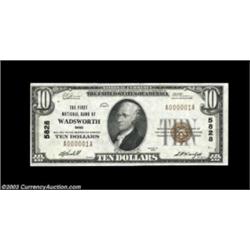 Wadsworth, OH - $10 1929 Ty. 1 The First NB Ch. # 5828A lovely companion piece to the large serial n