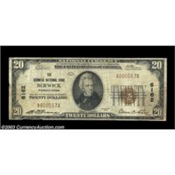 Berwick, PA - $20 1929 Ty. 1 The Berwick NB Ch. # 6162A Columbia County 1929 from an institution whi