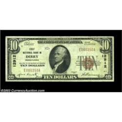 Derry, PA - $10 1929 Ty. 1 The First NB Ch. # 12912Although this bank received its charter in 1926,