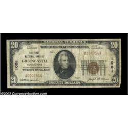 Greencastle, PA - $20 1929 Ty. 1 The First NB Ch. # 1081A Franklin County $20 printed near the end o